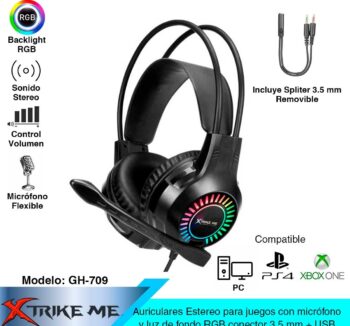 AUDIFONOS GAMING XTRIKE GH-709 LUZ RGB