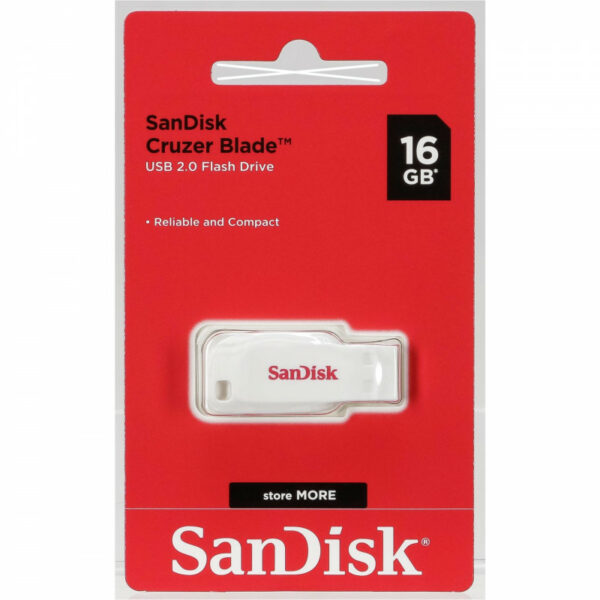 FLASH MEMORY 16GB SANDISK CRUZER BLADE USB WHITE