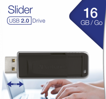 FLASH MEMORY 16GB VERBATIM SLIDER NEGRO USB