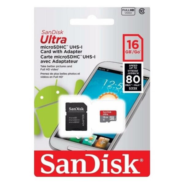MICRO SDXC 16GB SANDISK ULTRA CLASS 10