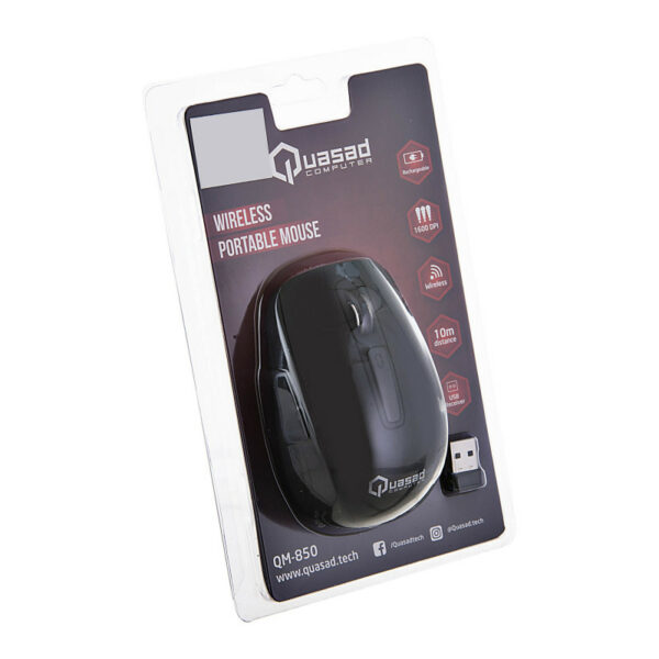 MOUSE QUASAD QM-850 BLACK WIRELESS RECARGABLE