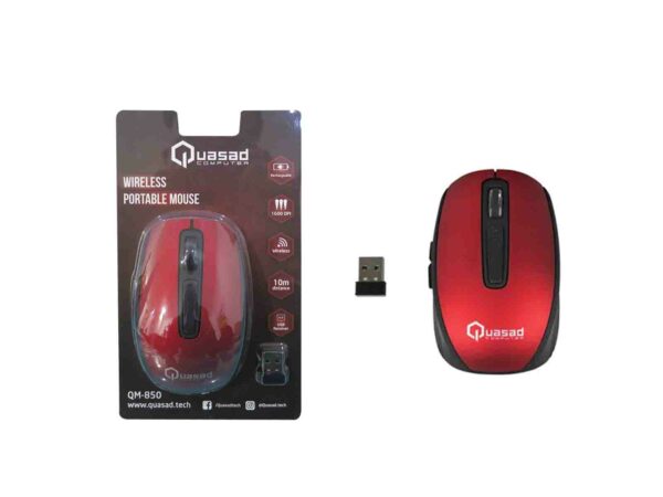 MOUSE QUASAD QM-850 RED WIRELESS RECARGABLE